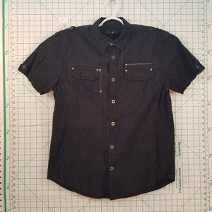 Twice Black Button Down with Zip Pocket